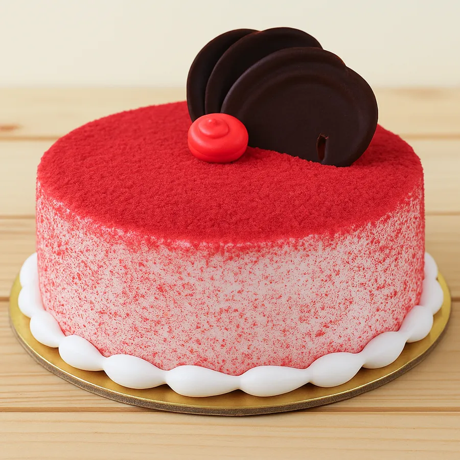 Scrumptious 1/2 kg Luscious Red Velvet Cake, perfect for celebrations and sharing joyful moments.