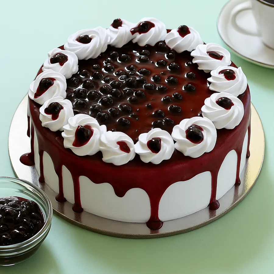 Yummy Blueberry Cream Cake, a 1/2 kg delight with creamy frosting and blueberries. Perfect for celebrating special moments or everyday joy.