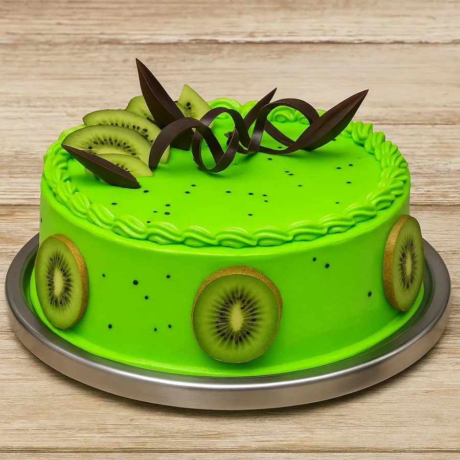 A vibrant 1/2 kg Kiwi Cake, perfect for gifting to loved ones.