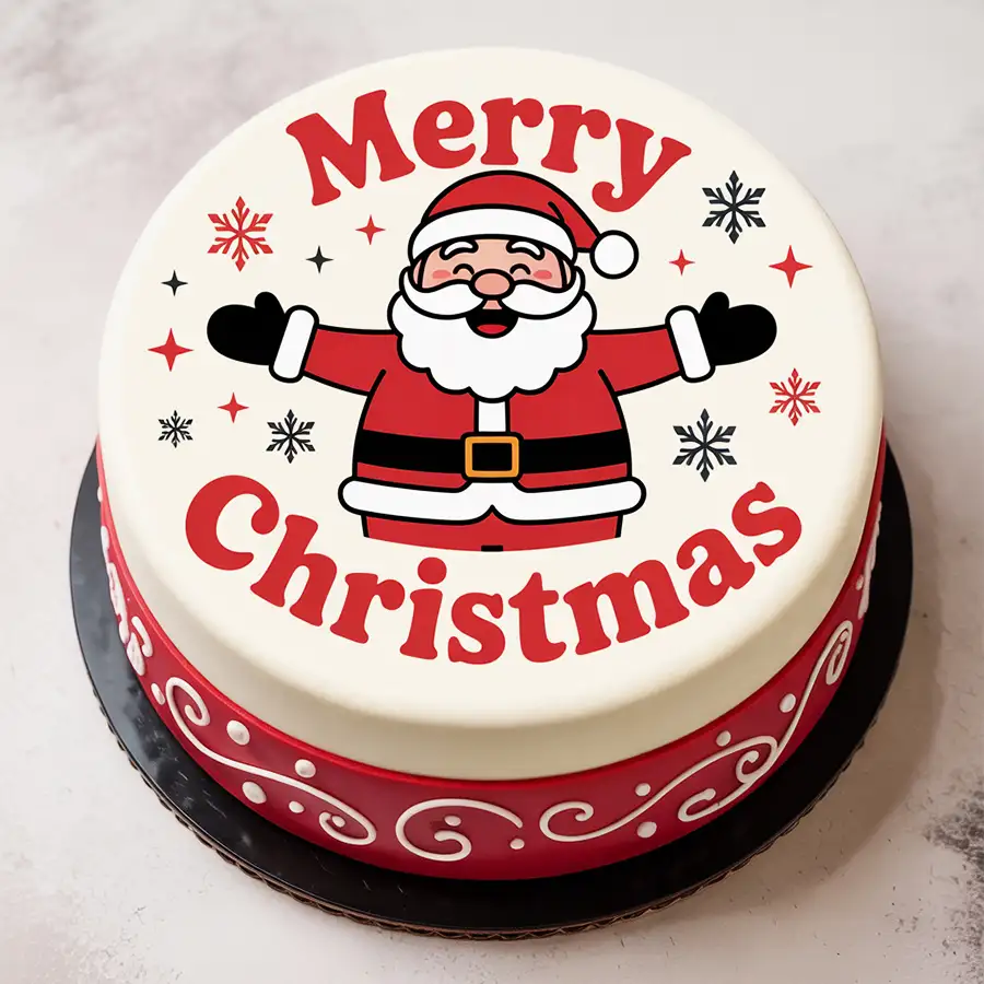 Santa Claus Merry Christmas Photo Cake weighing 2.2 lbs, perfect for festive celebrations.