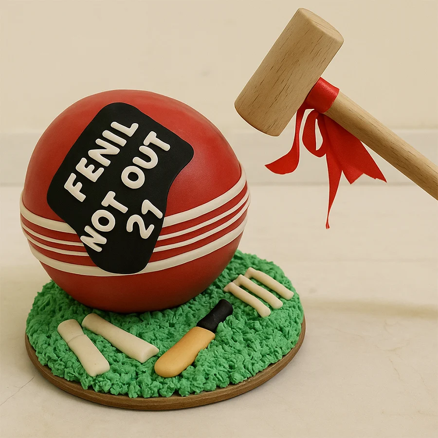 Cricketer's Dream Hammer Cake, a 1 kg cake celebrating cricket, perfect for gifting to loved ones.
