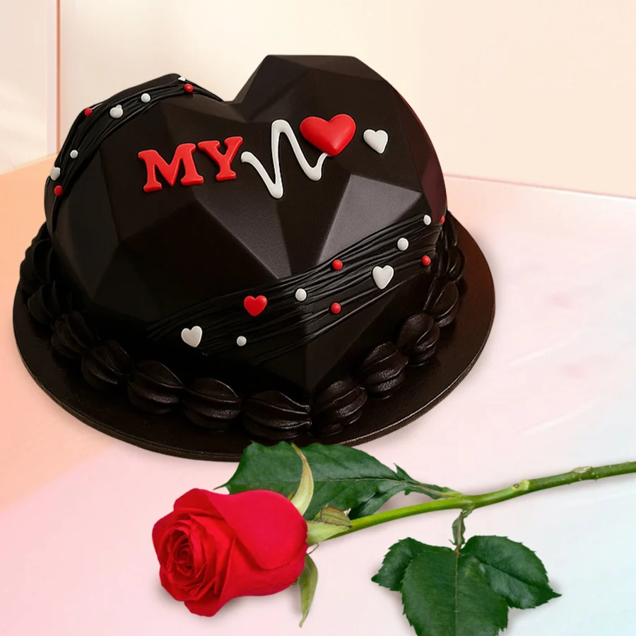 Heartfelt Piñata Cake with Rose