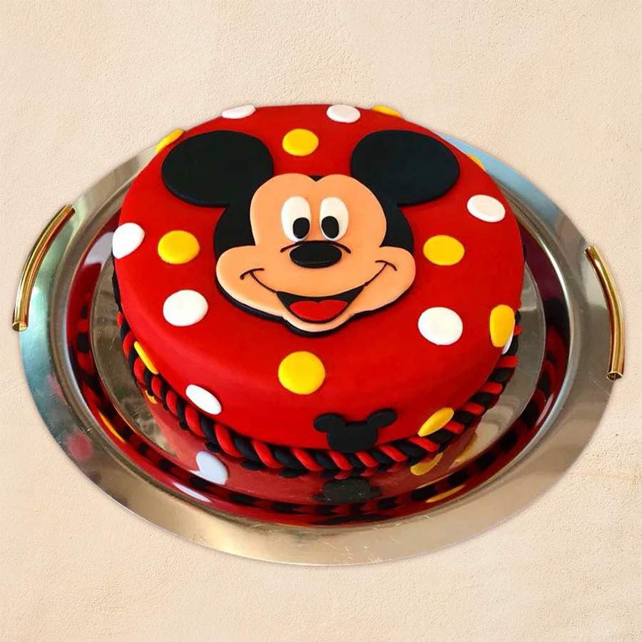 A delightful 1 lb Mickey Mouse birthday cake, perfect for celebrations.