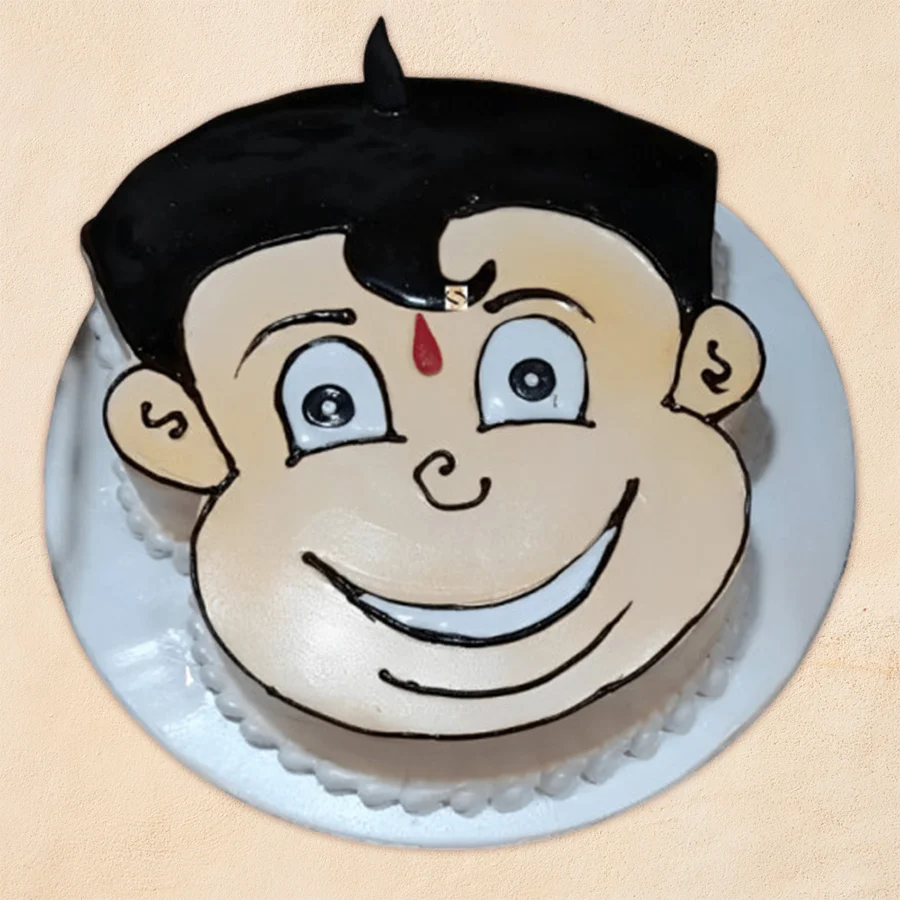 Chota Bheem-shaped cake weighing 2.2 lbs, perfect for kids' parties.