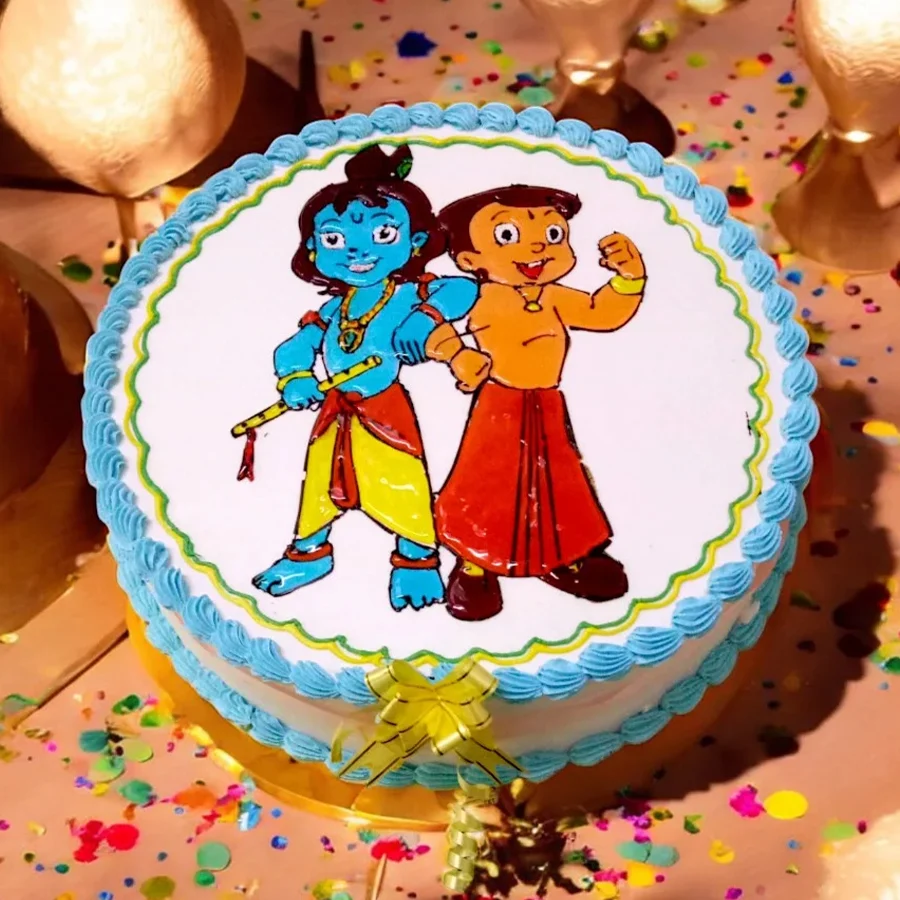 Marvelous Chota Bheem Krishna Photo Cake for birthdays, 1 lb eggless delight.