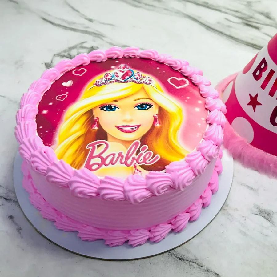 Fresh Baked Barbie Photo Cake for children's celebrations, 1 lb.