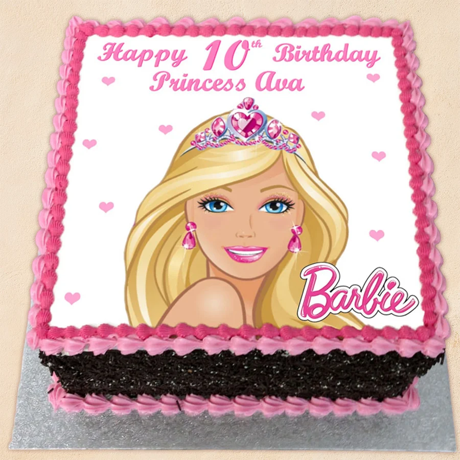Sweet Egg-less Barbie Photo Cake for Youngsters, 1 lb.