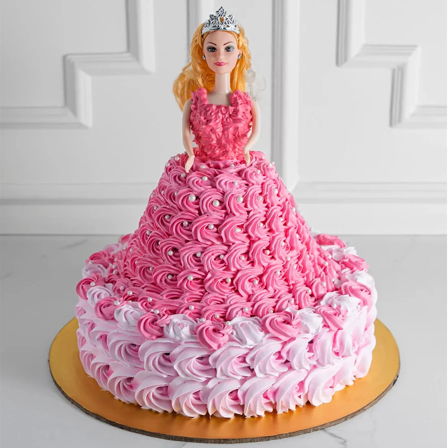 Irresistible Pink Barbie Cake, a charming 2.5 kg birthday delight.