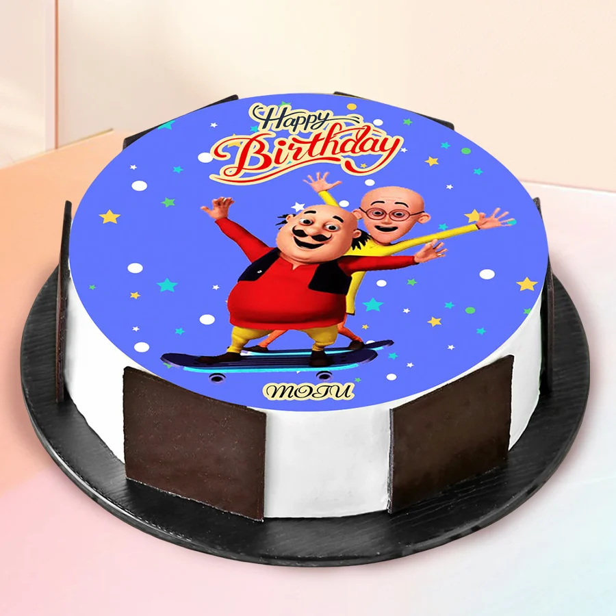 Luscious Motu Patlu Fondant Cake designed for children's parties.
