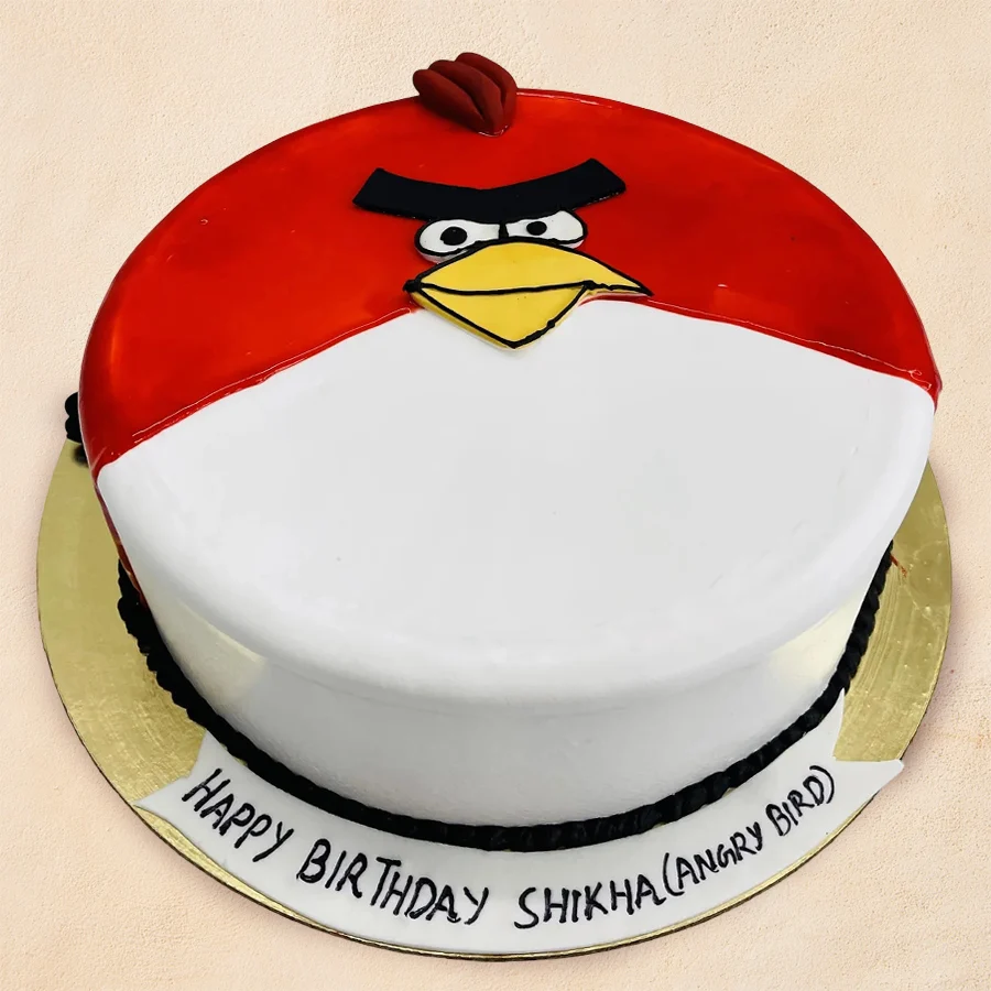 Playful Angry Bird Fondant Cake for birthdays, 2.2 lbs.