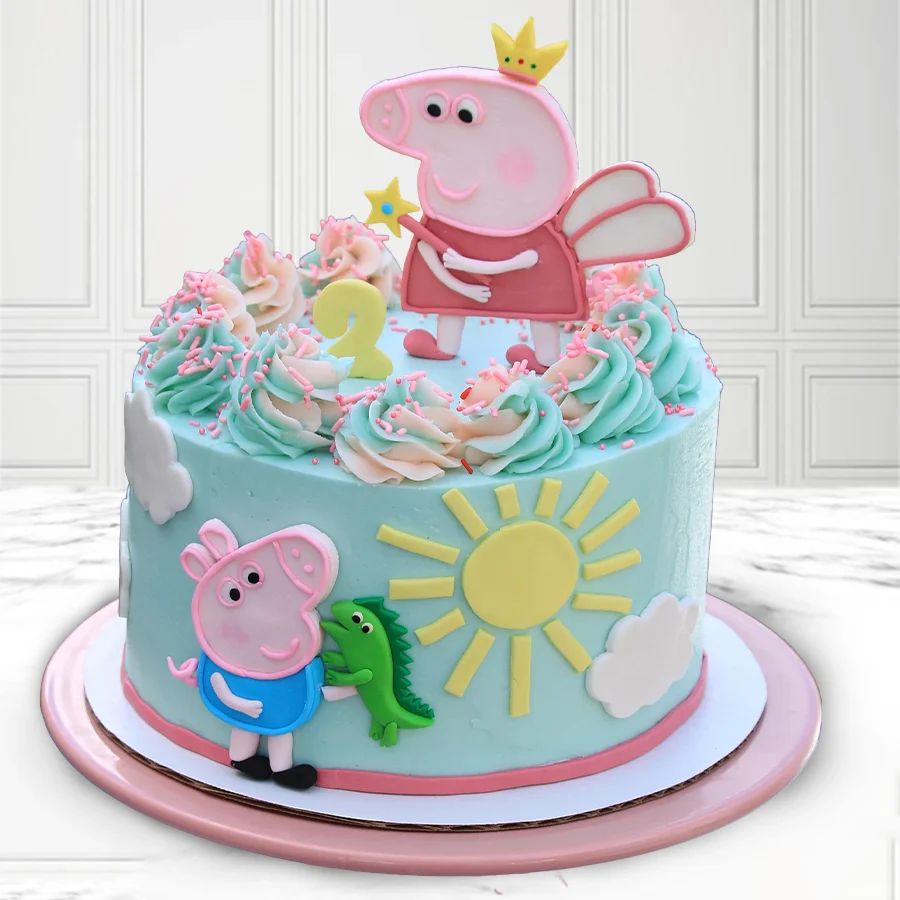 Peppa Pig Fondant Cake designed for kids' celebrations, weighing 2.2 lb.