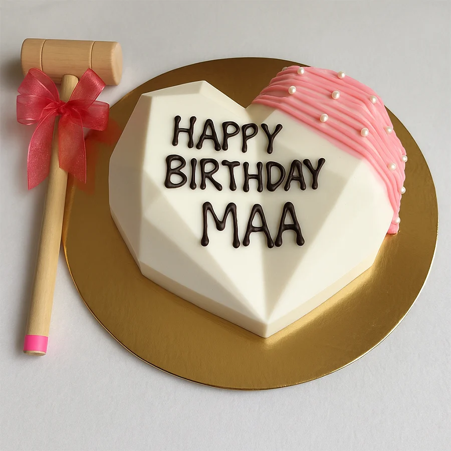 Tasty 1lb Strawberry-Vanilla Pinata Cake for Mother's birthday celebration.