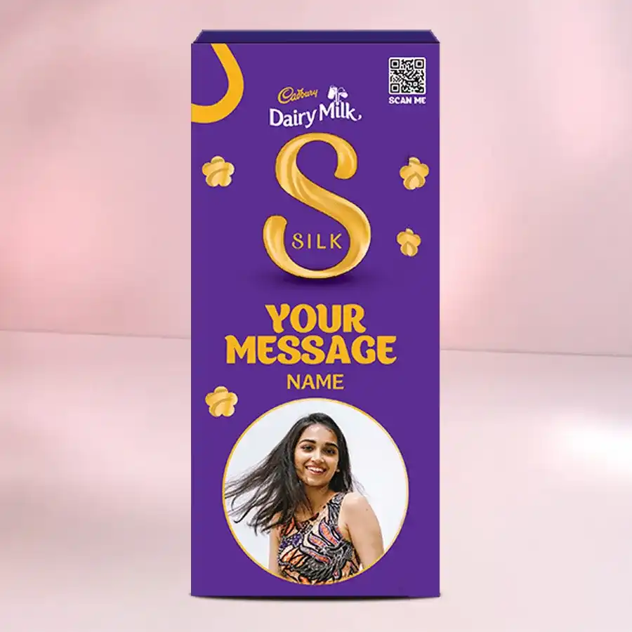 Customized Cadbury Dairy Milk Silk Chocolate Bar with a personalized photo