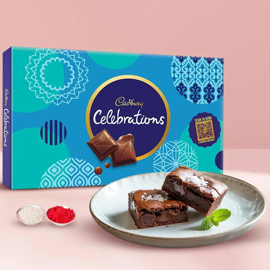 Appetizing Brownies with Cadbury Celebrations Pack for gifting.