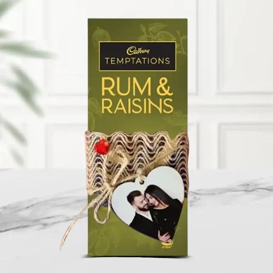 Personalized Photo Temptation Rum n Raisins Chocolate bar with custom photo and text decoration