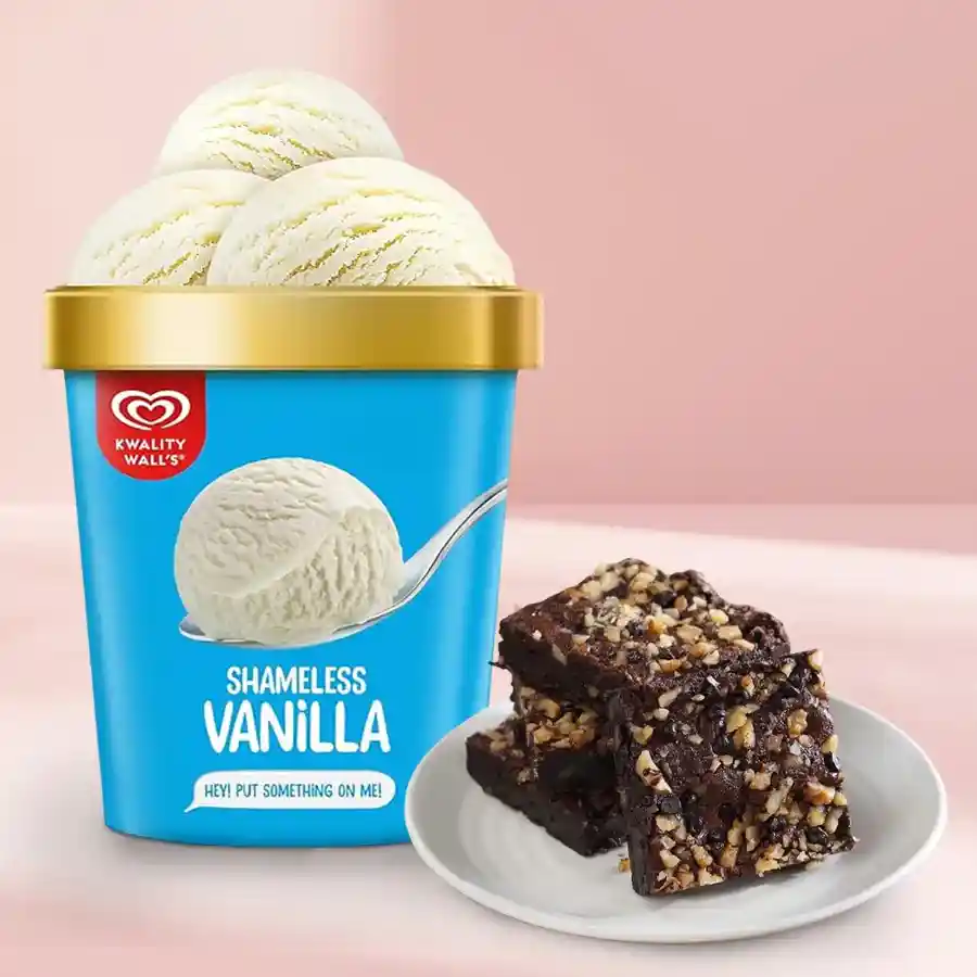 Sizzling Chocolate Walnut Brownies with Kwality Walls Vanilla Ice Cream for Mother's Day.