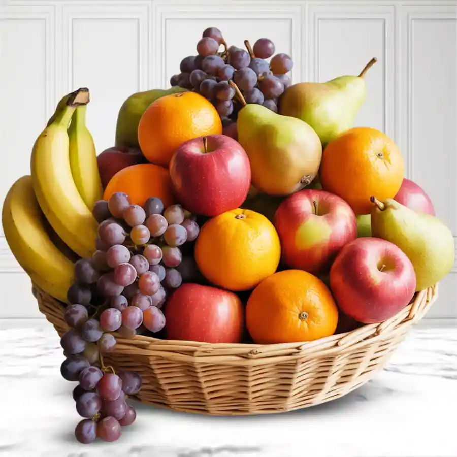 Fresh-picked seasonal fruits basket for Mother's Day gift.