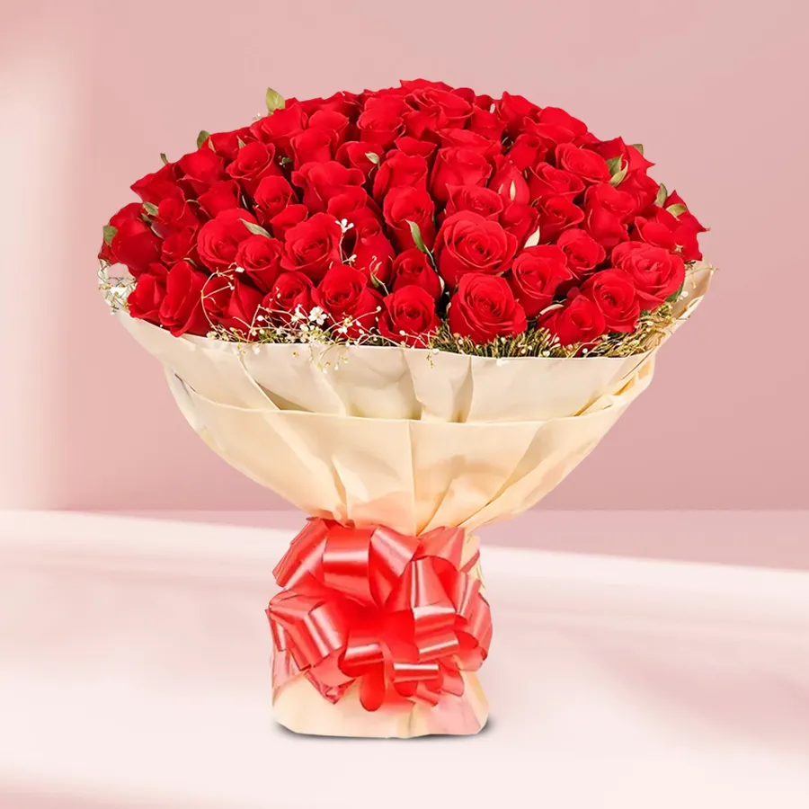A beautiful bouquet of 10 enchanting red roses, perfect for expressing love and admiration.