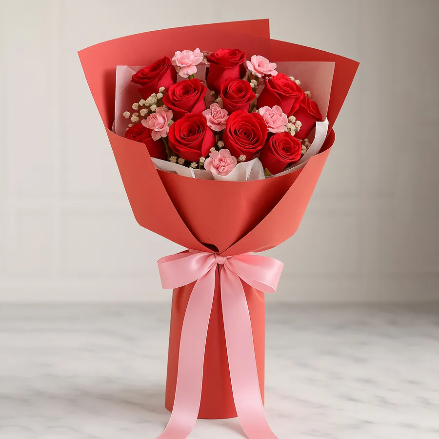 An everlasting bouquet featuring 8 red roses, symbolizing love and elegance, perfect for any occasion.