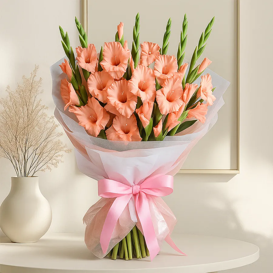 Exquisite pink gladiolus arrangement featuring 20 vibrant stems.