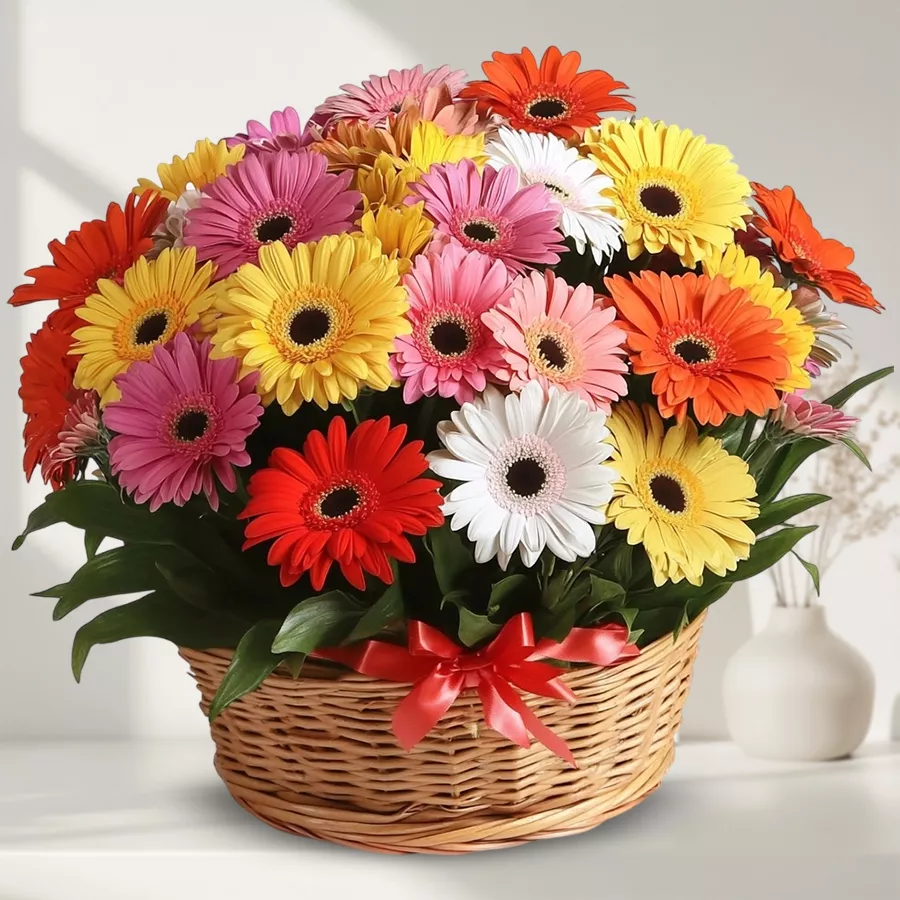 A colorful arrangement of 17 mixed colour Gerberas, perfect for gifting.