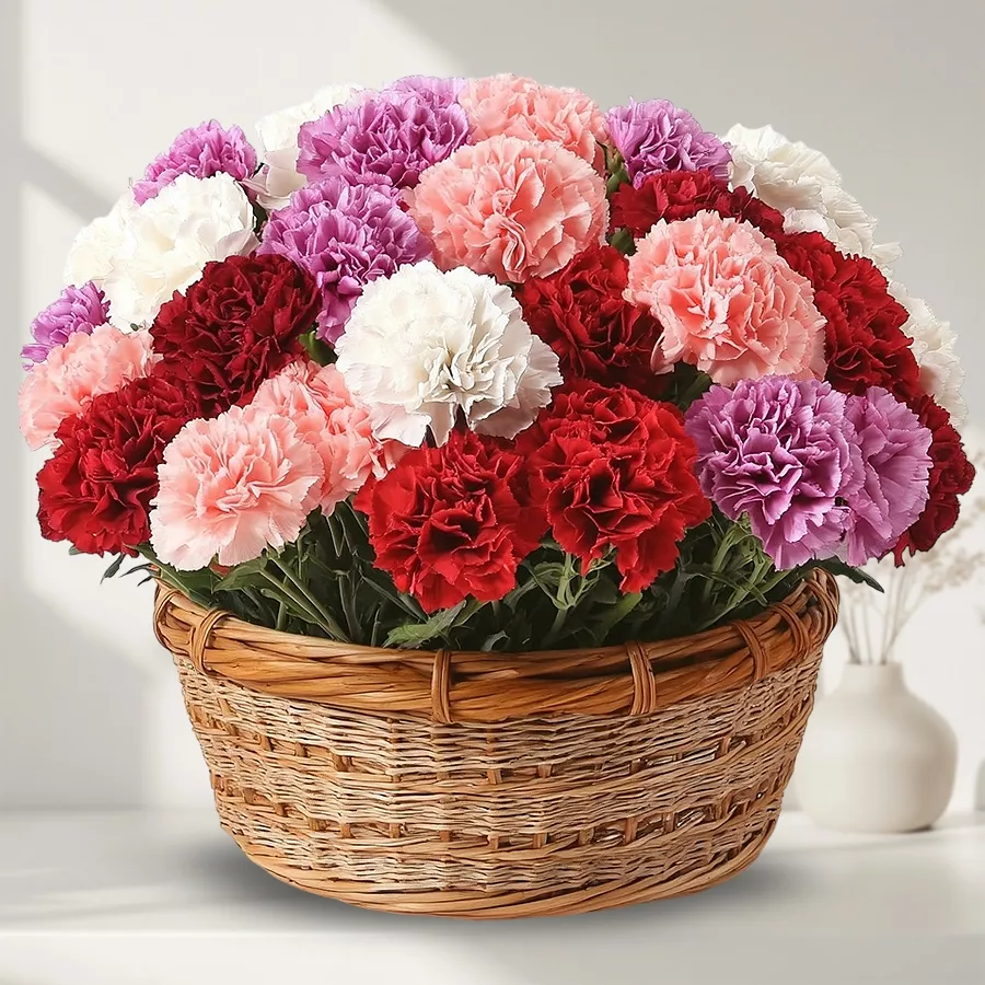 A vibrant bouquet featuring 30 mixed carnations, symbolizing love and gratitude, perfect for celebrating special moments.