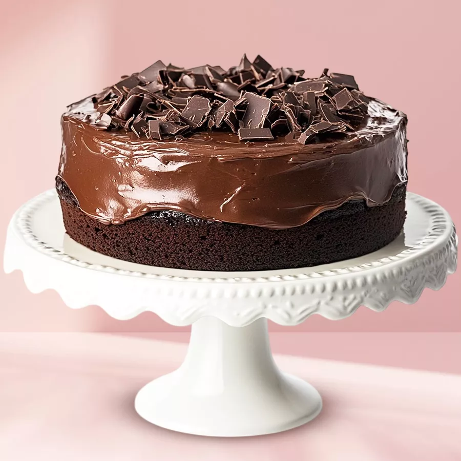 A 1 lb chocolate cake ideal for gifting on special occasions, showcasing rich chocolate and a delightful design.