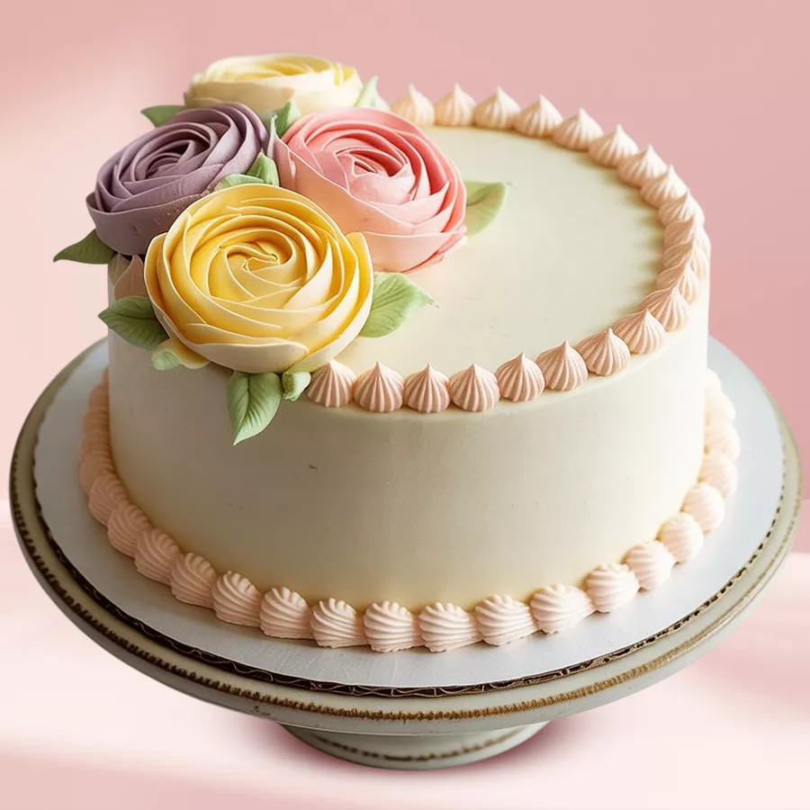 Sweet Vanilla Bliss Cake beautifully decorated for birthdays.