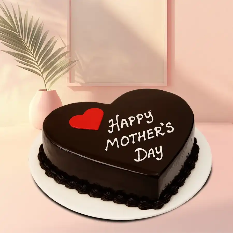 Heart-shaped chocolate cake weighing 2.2 lbs, perfect for Mother's Day celebrations.