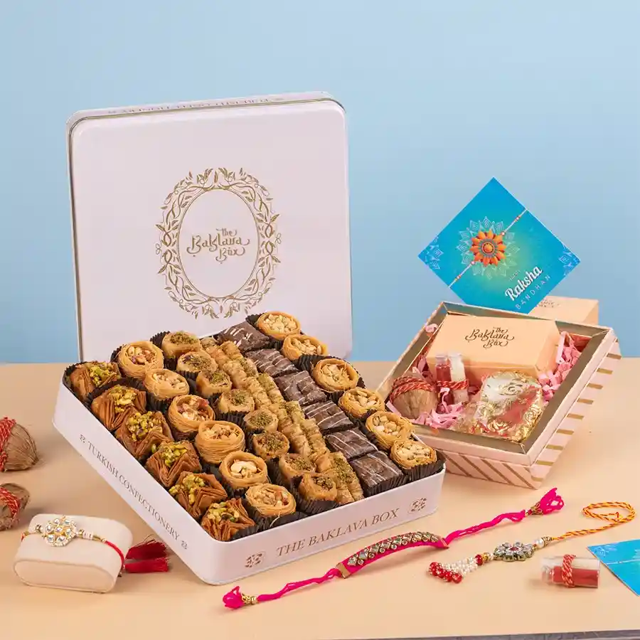 Radiant Rakhi & Baklava Delight for Rakhi celebrations.