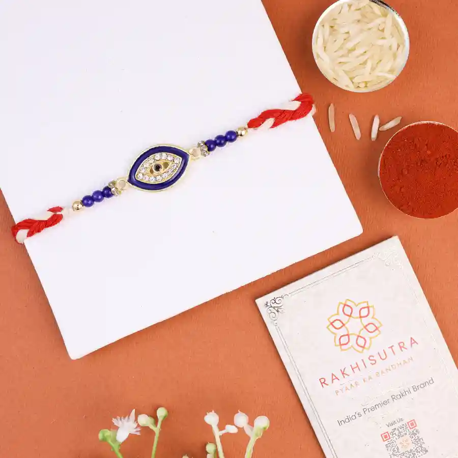 Enchanted Evil Eye Rakhi with Roli Tika and Message Card