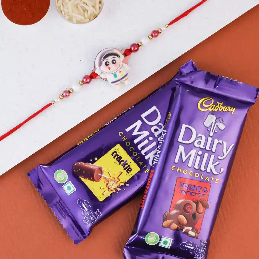 Sweet Space Explorer Rakhi Combo with astronaut design and chocolates