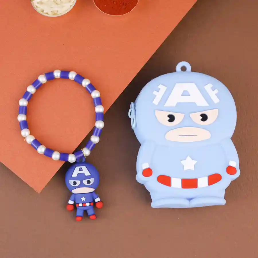 Marvelous Rakhi Gift Set featuring Captain America