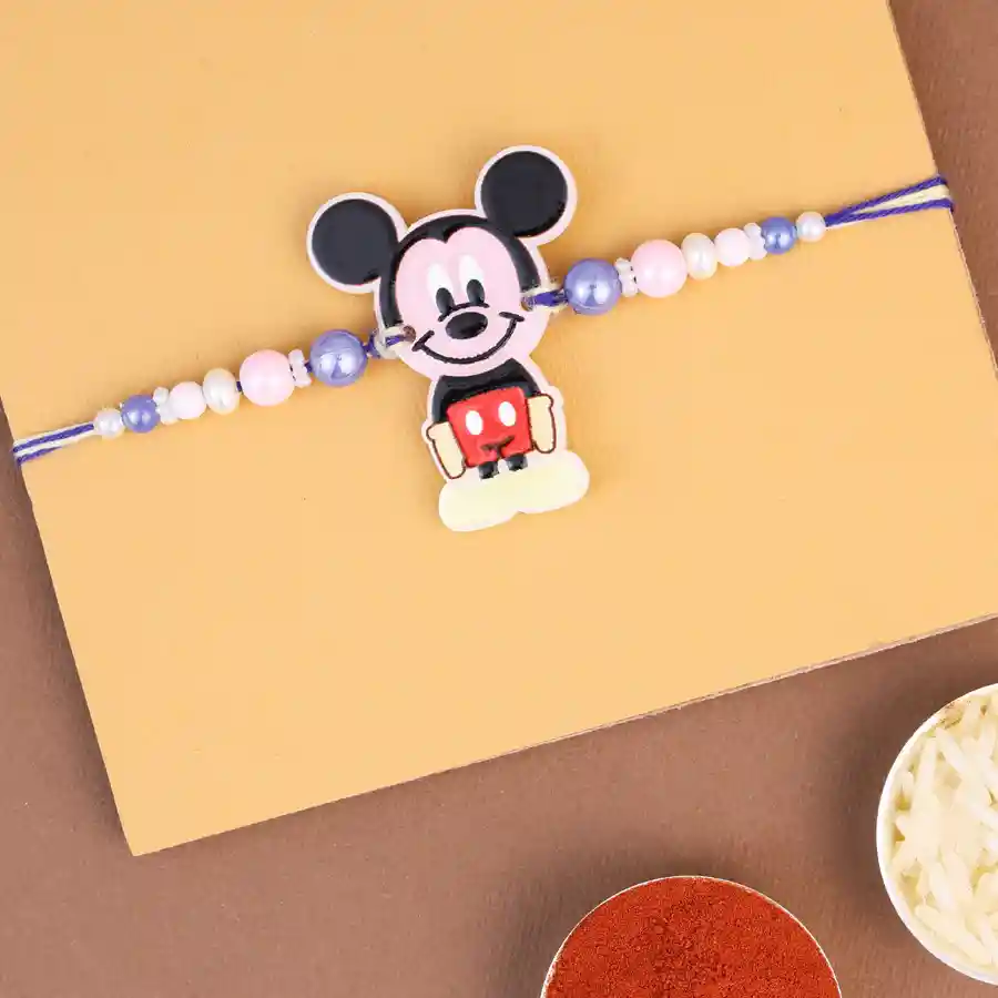 Joyful Mickey Mouse Rakhi gift set for Raksha Bandhan celebrations.
