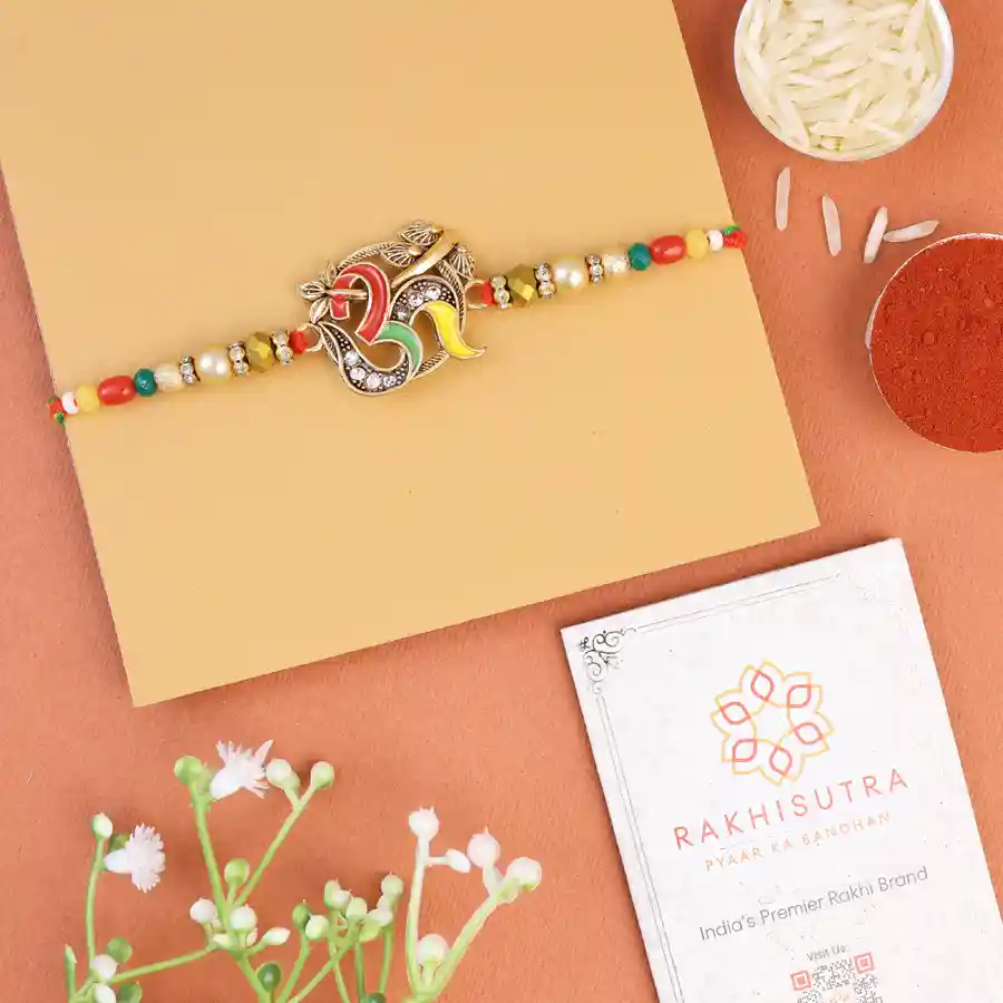 Elegant Ganesh Rakhi gift set with Roli Tika