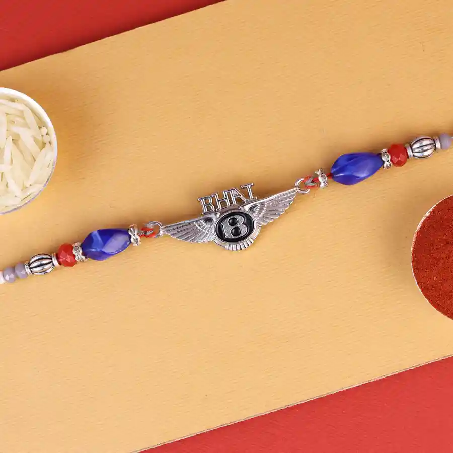 Playful Bhai Rakhi with roli tika and heartfelt message card