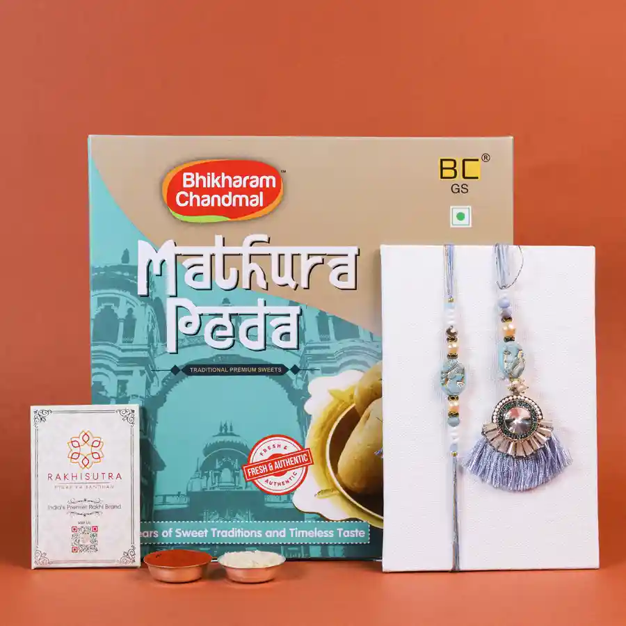 Heartfelt Rakhi gift set with Mathura sweets
