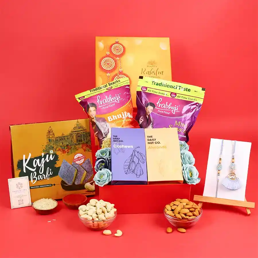 Celebration hamper featuring Rakhi for Bhaiya and Bhabhi