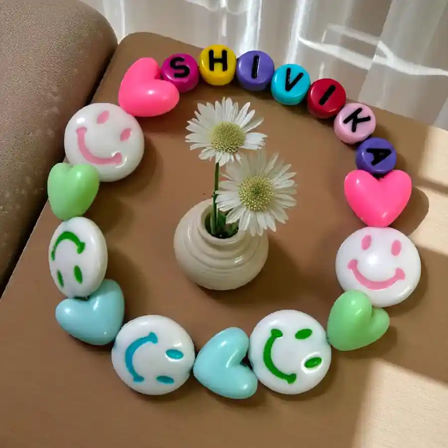 Whimsical Smiley & Hearts Beads Kids Rakhi