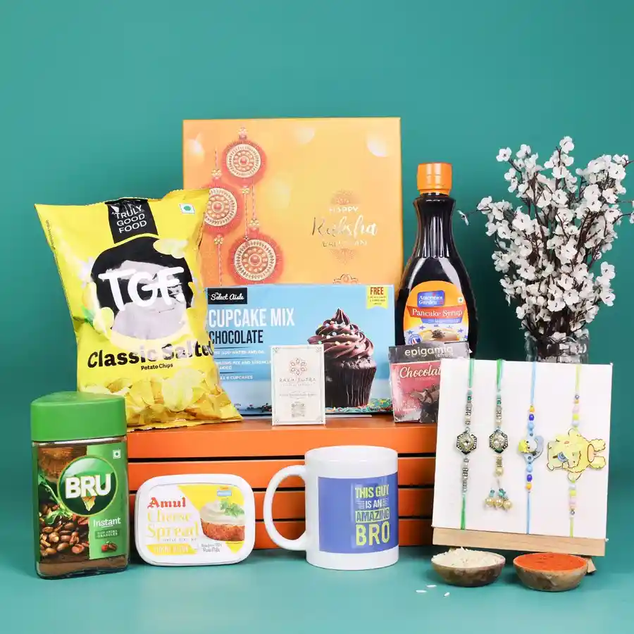 Sweet Memories Rakhi Gift Set with family treats