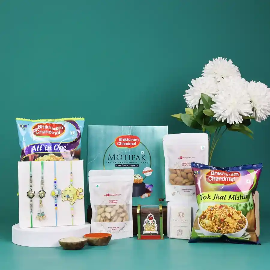Heartfelt Rakhi Celebration Box with treats and Rakhis
