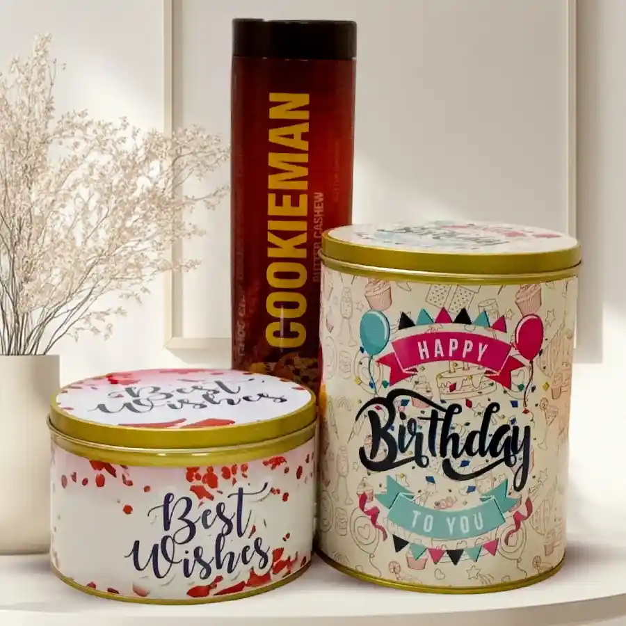 Tasty imported cookies and handmade chocolates in a festive arrangement, perfect for celebrating special occasions.