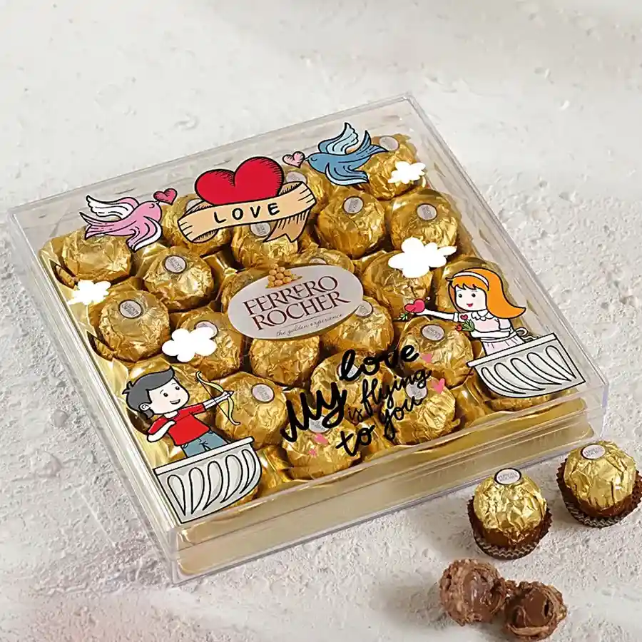 Customized Ferrero Rocher box with 24 chocolates for Valentine's Day gift
