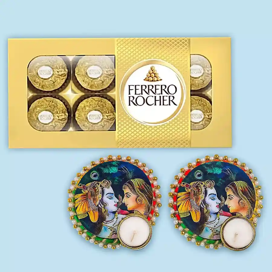 Sweet Serenity Delightful Chocolates and Relaxing Candle Set featuring Ferrero Rocher chocolates and designer T-light candles