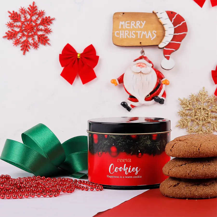 Four handcrafted ginger-spiced cookies presented in an elegant package.