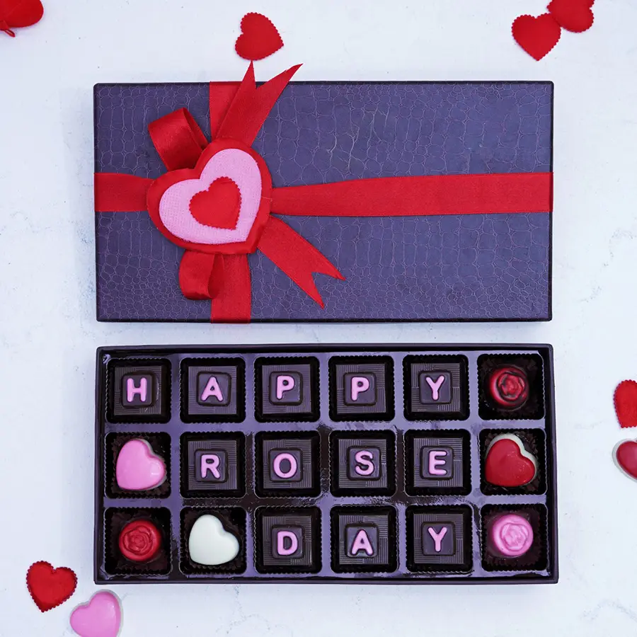 Choco Sensations Gift Box filled with assorted chocolates in various flavors arranged beautifully