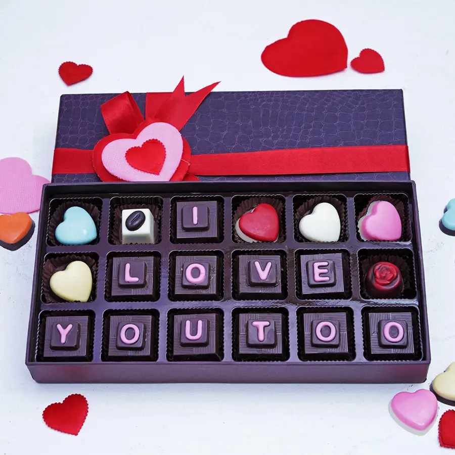 Ultimate Chocolates Temptations Gift Box filled with assorted handcrafted chocolates in various flavors