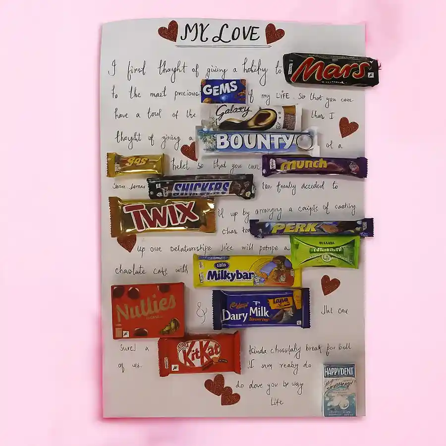 Marvellous My Love Chocolate Message Card with assorted chocolates and a personalized message card