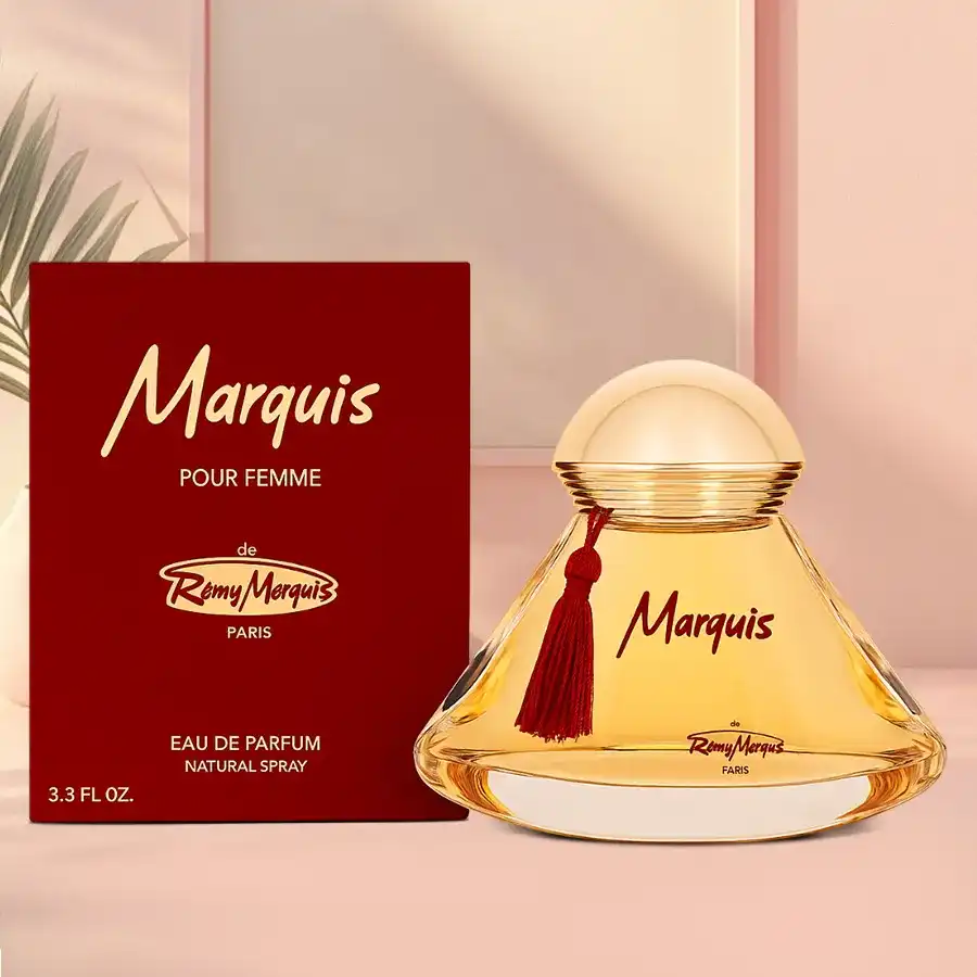 Bottle of Remy Marquis Pour Perfume for Women, 100ml, elegantly designed, showcasing a captivating fragrance for every occasion.