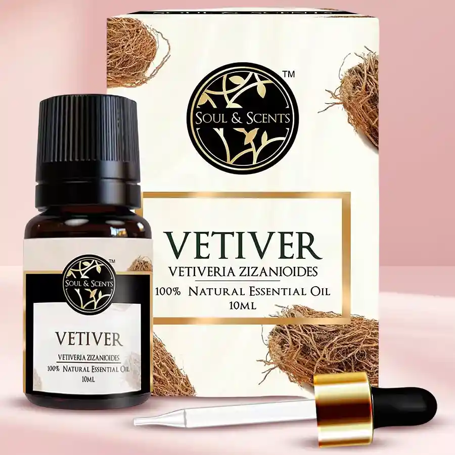 Relaxing Vetiver Essential Oil Bliss 10ml bottle with earthy aroma and calming properties